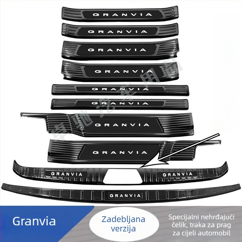 Grevia 22-24 prag traka, pedala dobrodošlice, zaštita prtljažnika, dekorativno nehrđajuće čelik, naljepnica za zaštitu stražnjeg branika