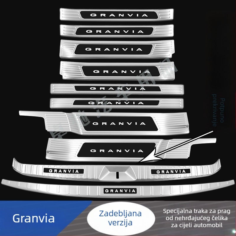 Grevia 22-24 prag traka, pedala dobrodošlice, zaštita prtljažnika, dekorativno nehrđajuće čelik, naljepnica za zaštitu stražnjeg branika