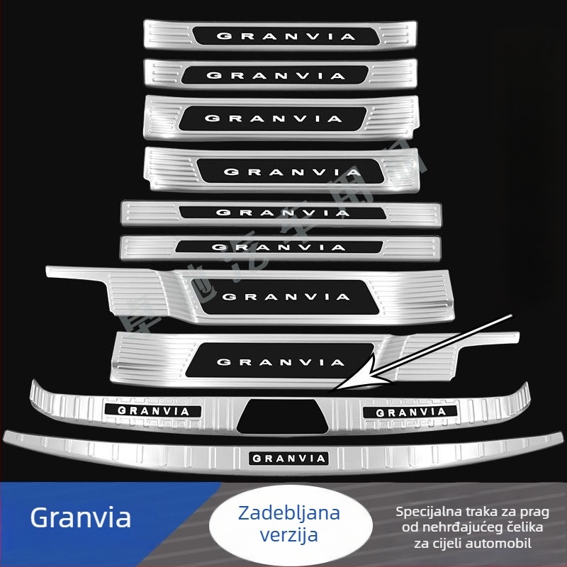 Grevia 22-24 prag traka, pedala dobrodošlice, zaštita prtljažnika, dekorativno nehrđajuće čelik, naljepnica za zaštitu stražnjeg branika