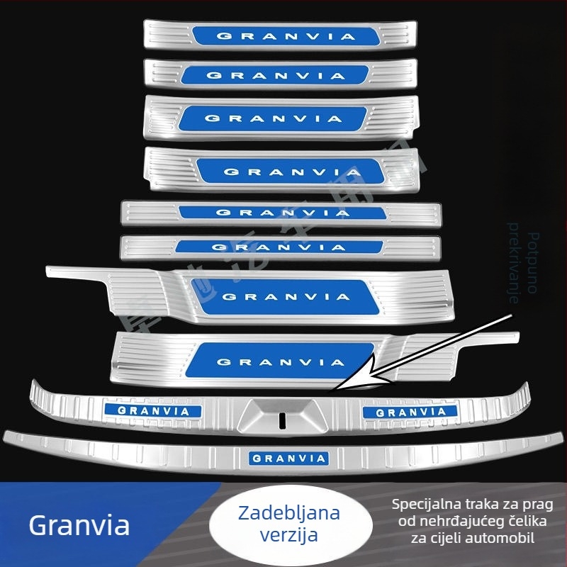 Grevia 22-24 prag traka, pedala dobrodošlice, zaštita prtljažnika, dekorativno nehrđajuće čelik, naljepnica za zaštitu stražnjeg branika