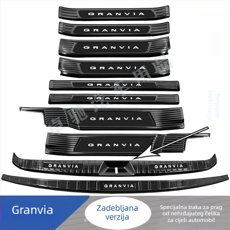 Grevia 22-24 prag traka, pedala dobrodošlice, zaštita prtljažnika, dekorativno nehrđajuće čelik, naljepnica za zaštitu stražnjeg branika
