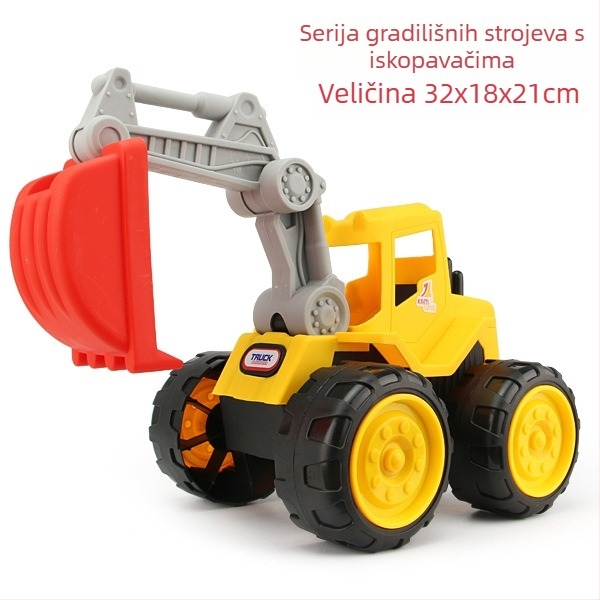 Inženjersko vozilo igračka: bagar na pijesku i viljučar, mjerka 1:36, plastika, marka Yisi, za djecu 4–6 godina