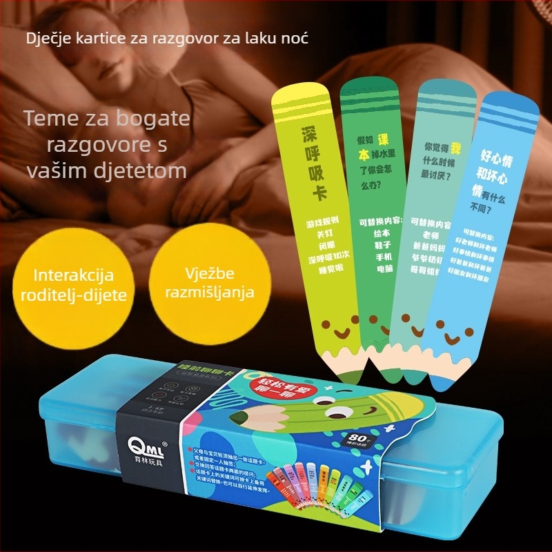 Interaktivna igra s kartama za priču prije spavanja – edukativna fizička igra za djecu 4–6 godina (materijal: plastika; dobna skupina: 4–6 godina; obrazovni tip: Fizika; potiče roditelj- dijete komunikaciju; pakiranje: šarena kutija)