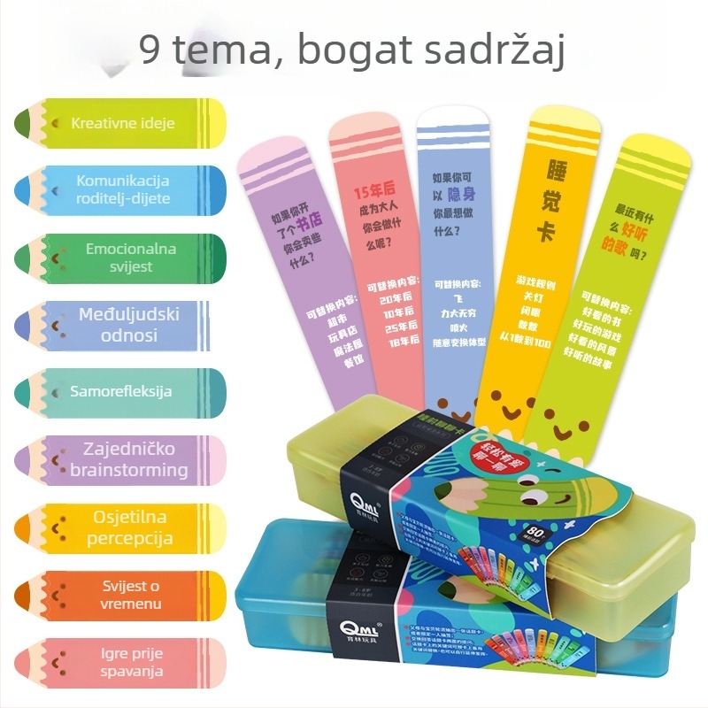 Interaktivna igra s kartama za priču prije spavanja – edukativna fizička igra za djecu 4–6 godina (materijal: plastika; dobna skupina: 4–6 godina; obrazovni tip: Fizika; potiče roditelj- dijete komunikaciju; pakiranje: šarena kutija)