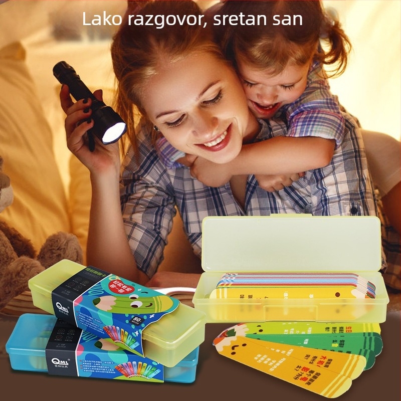 Interaktivna igra s kartama za priču prije spavanja – edukativna fizička igra za djecu 4–6 godina (materijal: plastika; dobna skupina: 4–6 godina; obrazovni tip: Fizika; potiče roditelj- dijete komunikaciju; pakiranje: šarena kutija)
