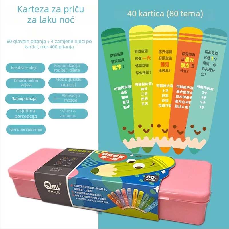 Interaktivna igra s kartama za priču prije spavanja – edukativna fizička igra za djecu 4–6 godina (materijal: plastika; dobna skupina: 4–6 godina; obrazovni tip: Fizika; potiče roditelj- dijete komunikaciju; pakiranje: šarena kutija)