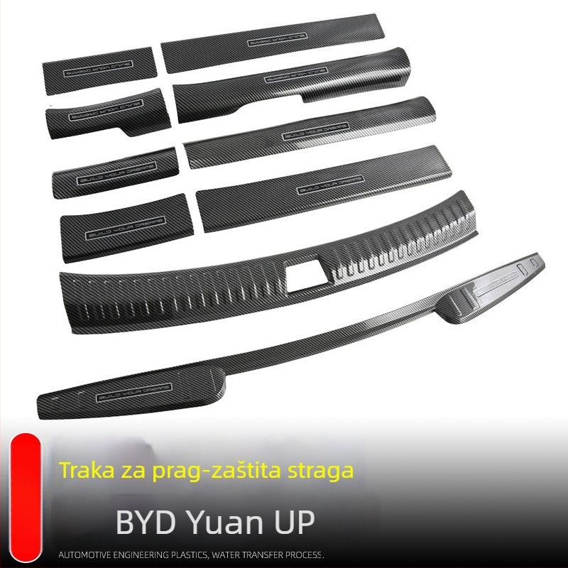 Vanjski ukrasni set za BYD Yuan Up: pragovi, pedala za ulazak, ploča zaštite stražnjeg vrata, stražnja zaštitna pločica (Brand: Little music king; Materijal: Plastika; Kompatibilnost: 24 modela BYD Yuan Up)