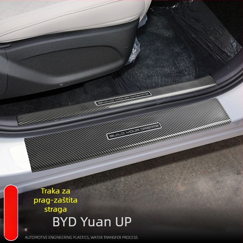 Vanjski ukrasni set za BYD Yuan Up: pragovi, pedala za ulazak, ploča zaštite stražnjeg vrata, stražnja zaštitna pločica (Brand: Little music king; Materijal: Plastika; Kompatibilnost: 24 modela BYD Yuan Up)