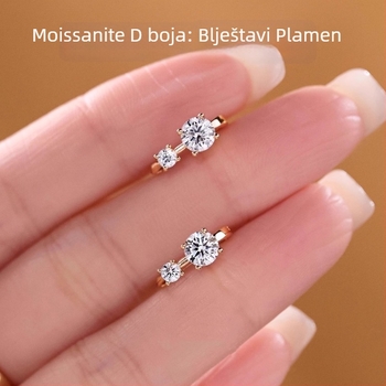 Dvostruki moissanit naušnice od srebra 925 s premazom od 18K bijelog zlata, geometrijski dizajn, za žene