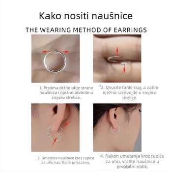 S999 čisto srebro – zavijene kružne naušnice, minimalističkog stila, unisex