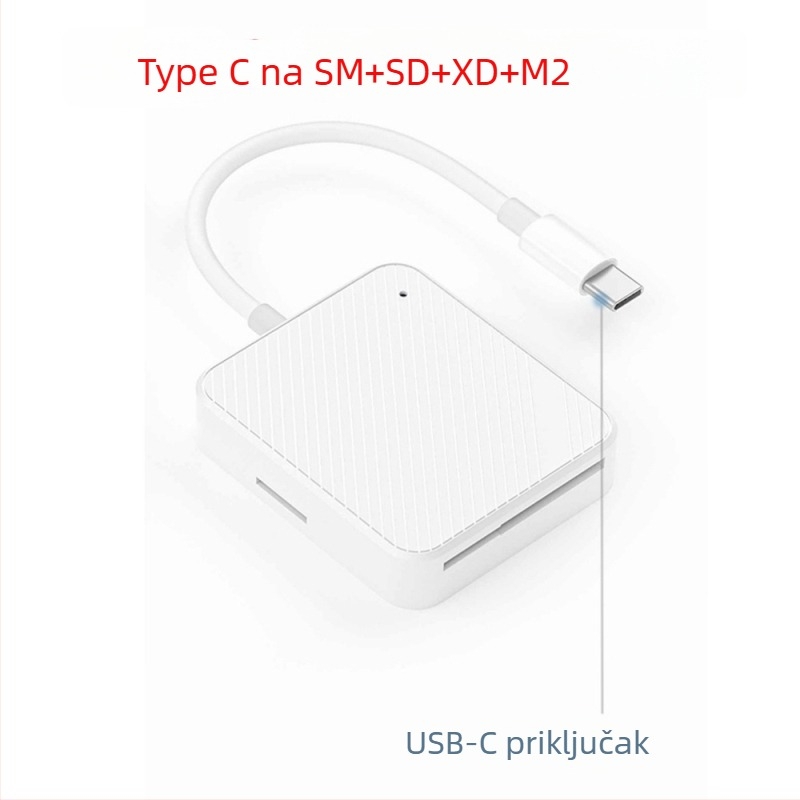 GT7010 Čitač kartica 4-u-1 vanjski — podržava SD, XD, M2, SM kartice; USB 2.0; kompatibilan s mobilnim uređajima