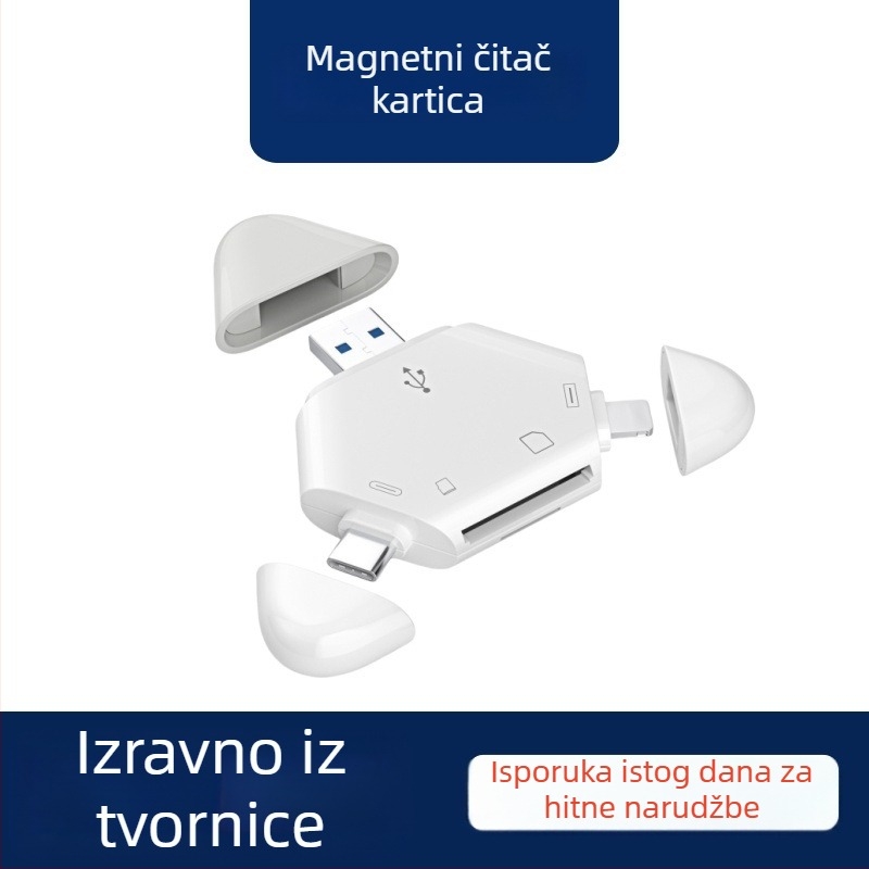 Troje u jedan magnetski čitač kartica za Apple Type-C i USB računala, Android tablete, SD/TF kartice (OTG) – Model C23, USB 2.0, vanjska instalacija