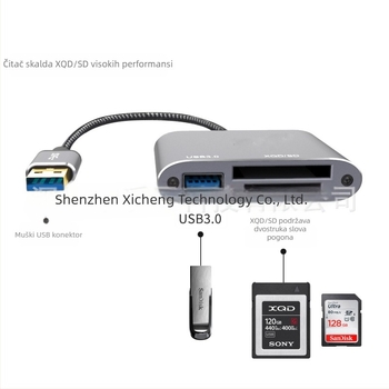 3-u-1 visokou brzinu čitač kartica i USB hub — USB 3.0 Type-C sučelje, model XC-F59/62/110, 1-godišnje jamstvo, OEM obrada