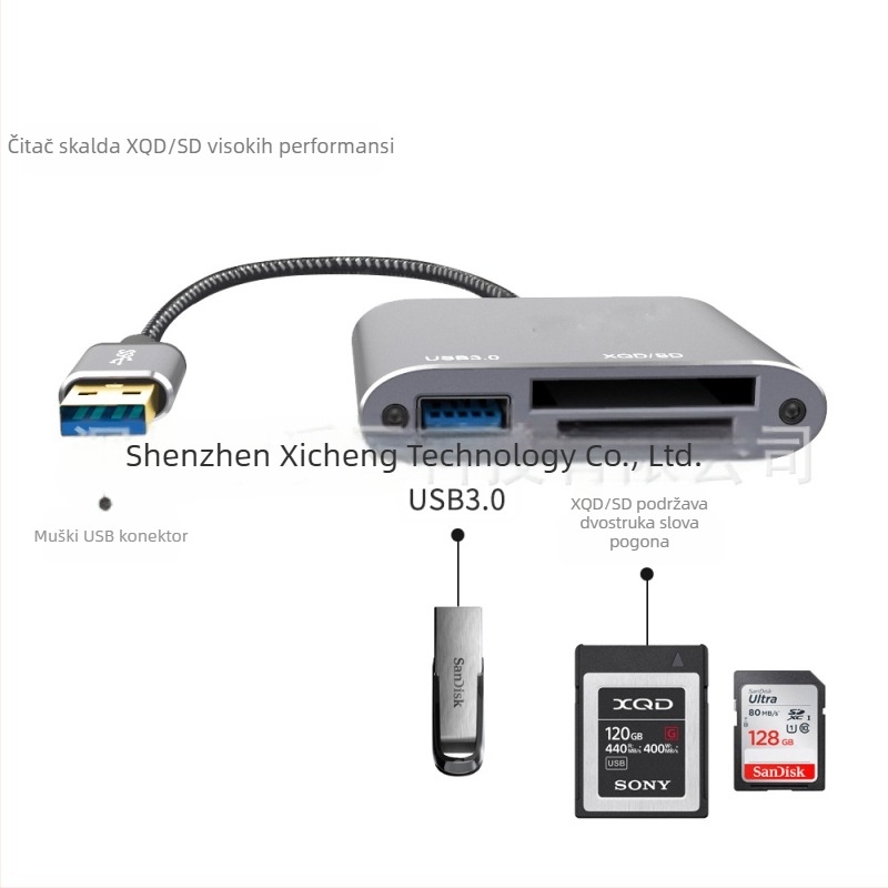 3-u-1 visokou brzinu čitač kartica i USB hub — USB 3.0 Type-C sučelje, model XC-F59/62/110, 1-godišnje jamstvo, OEM obrada