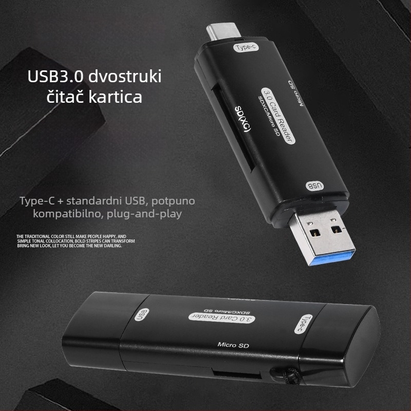 HX-519 Čitač kartica USB-C i USB 3.0 za SD/TF/MicroSD