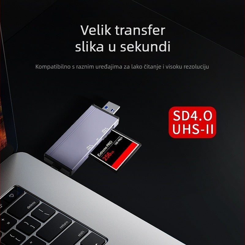 CF/SD/TF trostruki pretvarač kartica — aluminijska legura USB-C vanjski čitač kartica za DSLR, kameru, MP4, mobitel, tablet i PC