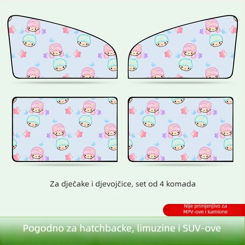 Unutarnja sjenila za bočne prozore auto s magnetskim pričvršćivanjem, zaštita od sunca i topline, dječji crtani dizajn