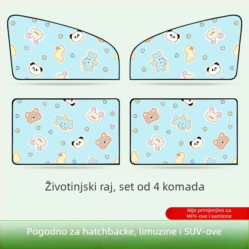 Unutarnja sjenila za bočne prozore auto s magnetskim pričvršćivanjem, zaštita od sunca i topline, dječji crtani dizajn