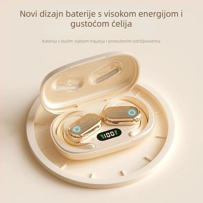 Bežične sportske slušalice s otvorenim dizajnom – Bluetooth 5.49, doseg 10 m, trajanje baterije 4–8 sati, stereo s glasovnim upravljanjem i digitalnim zaslonom, vodootporne