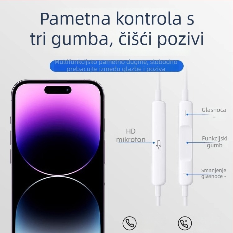 Bone Quality 008 Žične in-ear slušalice, 1,2 m kabel, kompatibilno s iOS