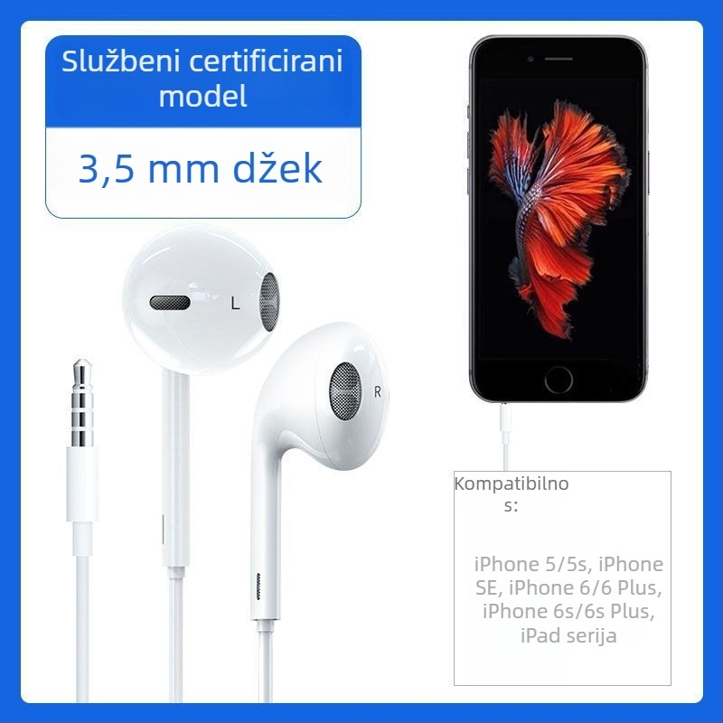Bone Quality 008 Žične in-ear slušalice, 1,2 m kabel, kompatibilno s iOS