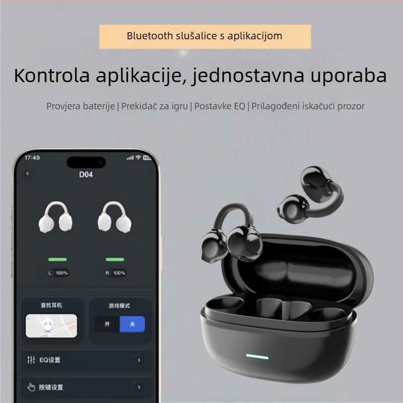 Bluetooth slušalice s klipsom, AI glasovni asistent, vodootporne, redukcija buke, trajanje baterije 4–8h