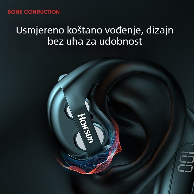 Bluetooth slušalice s kostnom kondukcijom – sportski dizajn, pričvršćene za uho, domet 10 m, Bluetooth 5.3, trajanje baterije preko 8 sati