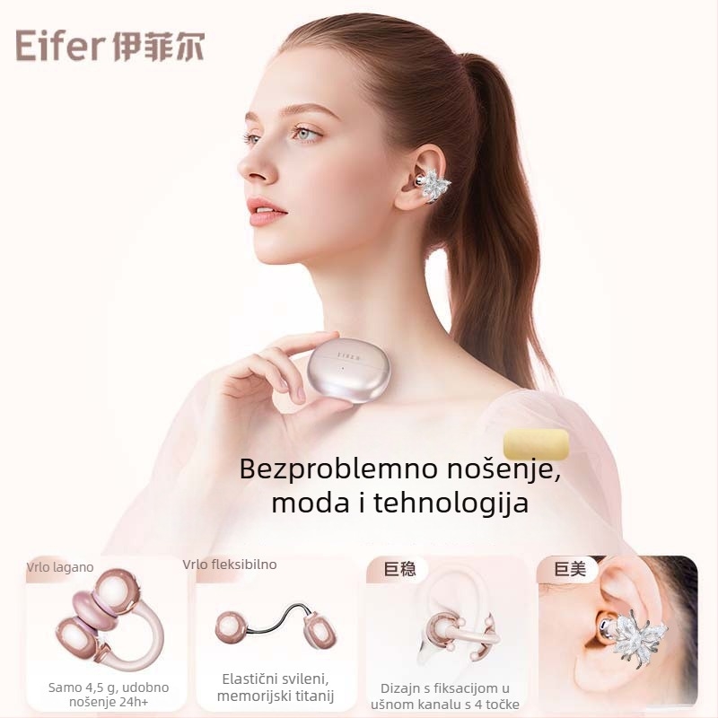 Bluetooth slušalice s klipsom za uho, sportske, leptir dizajn, bežične • Bluetooth 6.0 • doseg 10 m • stereo • trajanje baterije 4–8 h