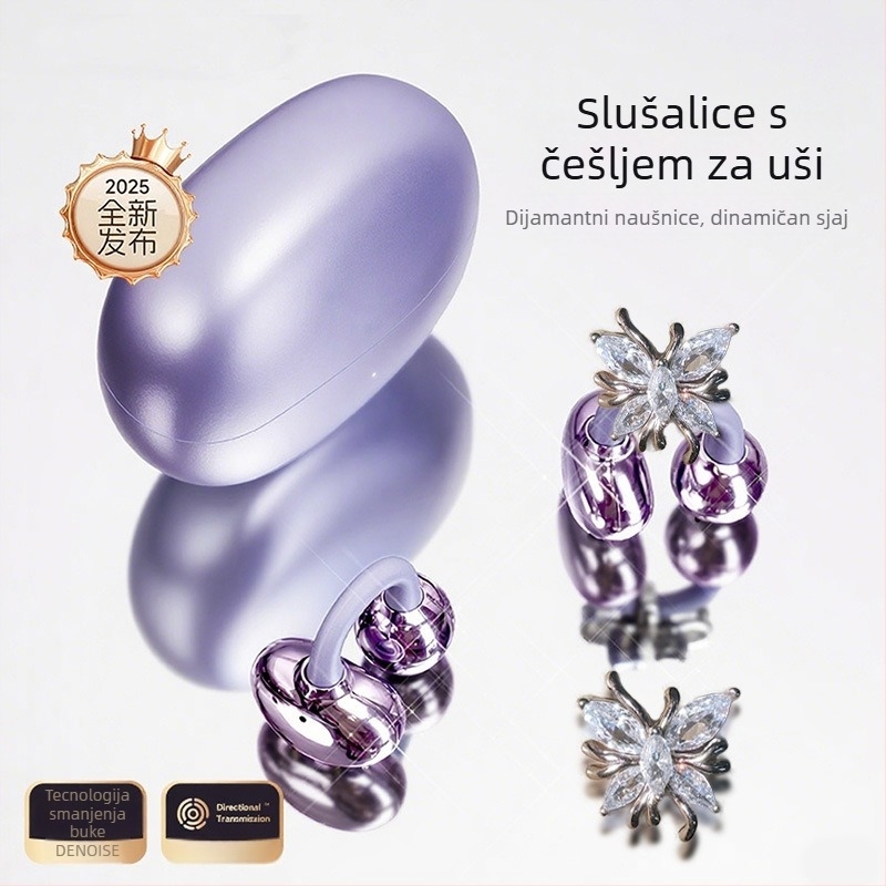 Bluetooth slušalice s klipsom za uho, sportske, leptir dizajn, bežične • Bluetooth 6.0 • doseg 10 m • stereo • trajanje baterije 4–8 h