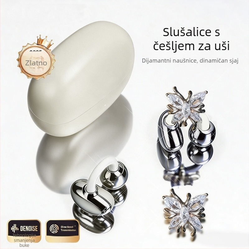 Bluetooth slušalice s klipsom za uho, sportske, leptir dizajn, bežične • Bluetooth 6.0 • doseg 10 m • stereo • trajanje baterije 4–8 h
