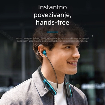 Aaalbl Bluetooth slušalice s trakom oko vrata za karaoke i live streaming – Stereo zvuk, Bluetooth 5.4, domet 10 m, baterija 4–8 sati, digitalni zaslon