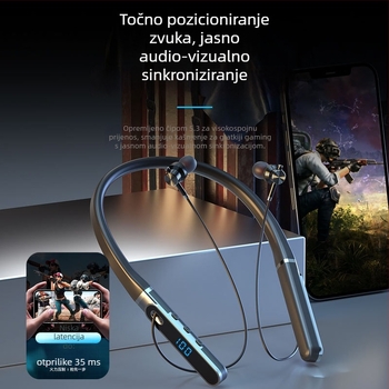 Aaalbl Bluetooth slušalice s trakom oko vrata za karaoke i live streaming – Stereo zvuk, Bluetooth 5.4, domet 10 m, baterija 4–8 sati, digitalni zaslon