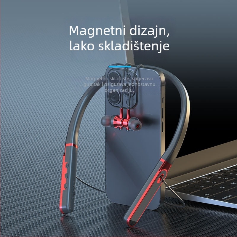 Aaalbl Bluetooth slušalice s trakom oko vrata za karaoke i live streaming – Stereo zvuk, Bluetooth 5.4, domet 10 m, baterija 4–8 sati, digitalni zaslon