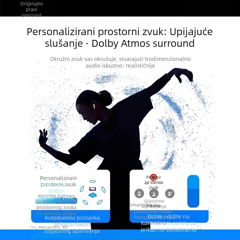 Bežične Bluetooth slušalice za uho, vodootporne, stereo zvuk, višepunkt veza, do 4 sata trajanja baterije, Bluetooth 5.3, domet 10 m