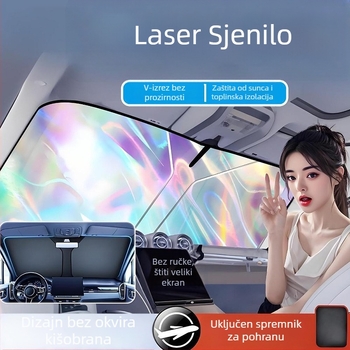 Auto sjenilo za prednje staklo, teleskopska instalacija, gradijentni uzorak, titanij-srebro materijal, brend Lovely