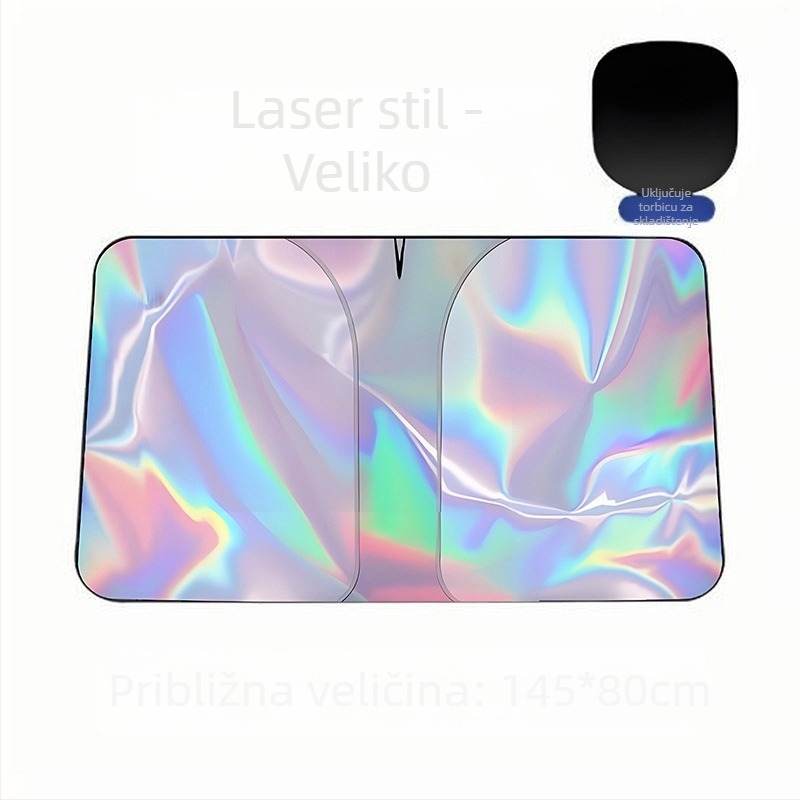 Auto sjenilo za prednje staklo, teleskopska instalacija, gradijentni uzorak, titanij-srebro materijal, brend Lovely
