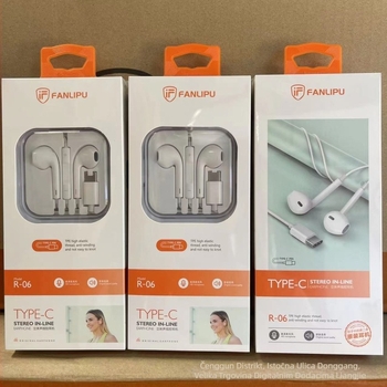 Crystal Box žične in-ear slušalice s mikrofonom, plosnat kabel, dinamički drajver, duljina 1,2 m, kompatibilno s Huawei Android telefonima