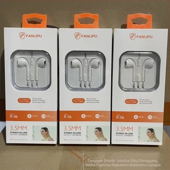 Crystal Box žične in-ear slušalice s mikrofonom, plosnat kabel, dinamički drajver, duljina 1,2 m, kompatibilno s Huawei Android telefonima