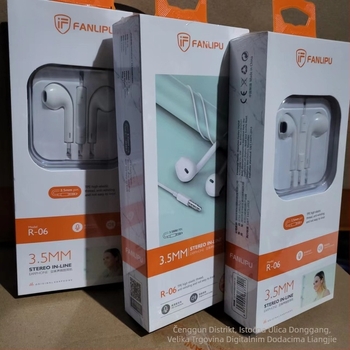 Crystal Box žične in-ear slušalice s mikrofonom, plosnat kabel, dinamički drajver, duljina 1,2 m, kompatibilno s Huawei Android telefonima