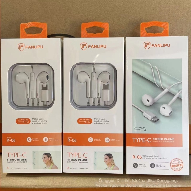 Crystal Box žične in-ear slušalice s mikrofonom, plosnat kabel, dinamički drajver, duljina 1,2 m, kompatibilno s Huawei Android telefonima