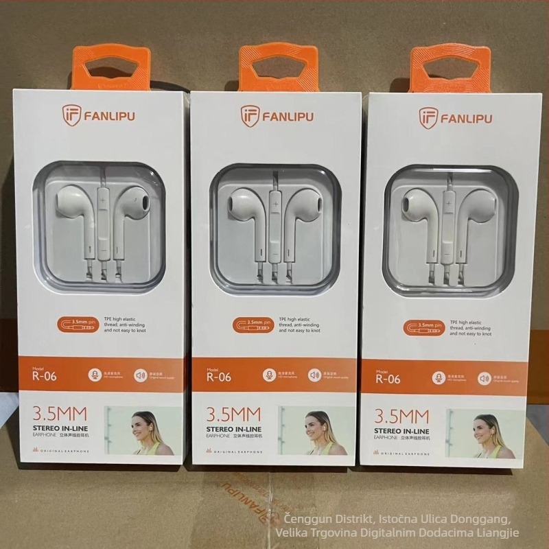 Crystal Box žične in-ear slušalice s mikrofonom, plosnat kabel, dinamički drajver, duljina 1,2 m, kompatibilno s Huawei Android telefonima