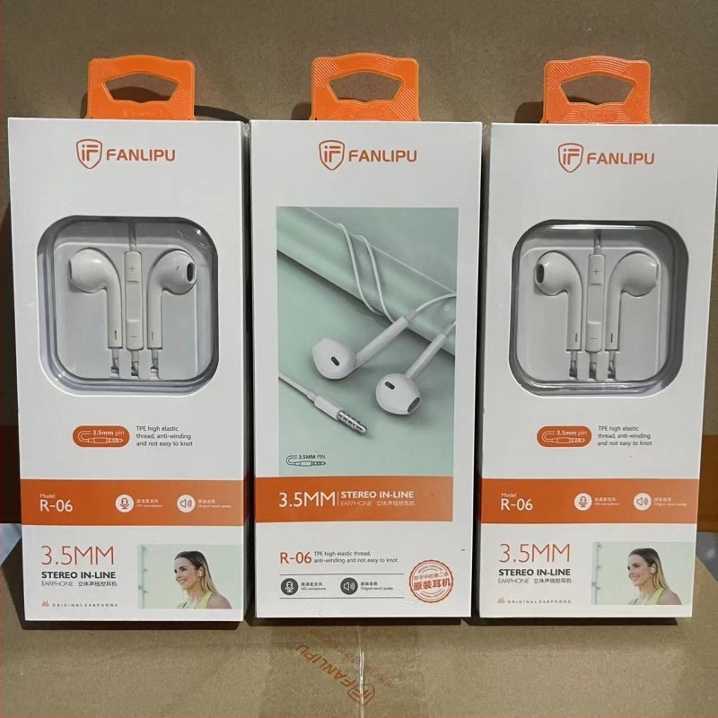 Crystal Box žične in-ear slušalice s mikrofonom, plosnat kabel, dinamički drajver, duljina 1,2 m, kompatibilno s Huawei Android telefonima