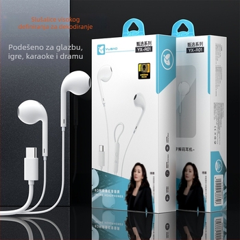 R01 slušalice s Type-C kabelskim upravljanjem, osjetljivost 120 dB, kabel 100 cm