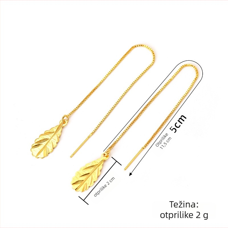 Naušnice s dizajnom listova, legura, brend Golden World, stil Fashion OL, za žene, proljeće 2023