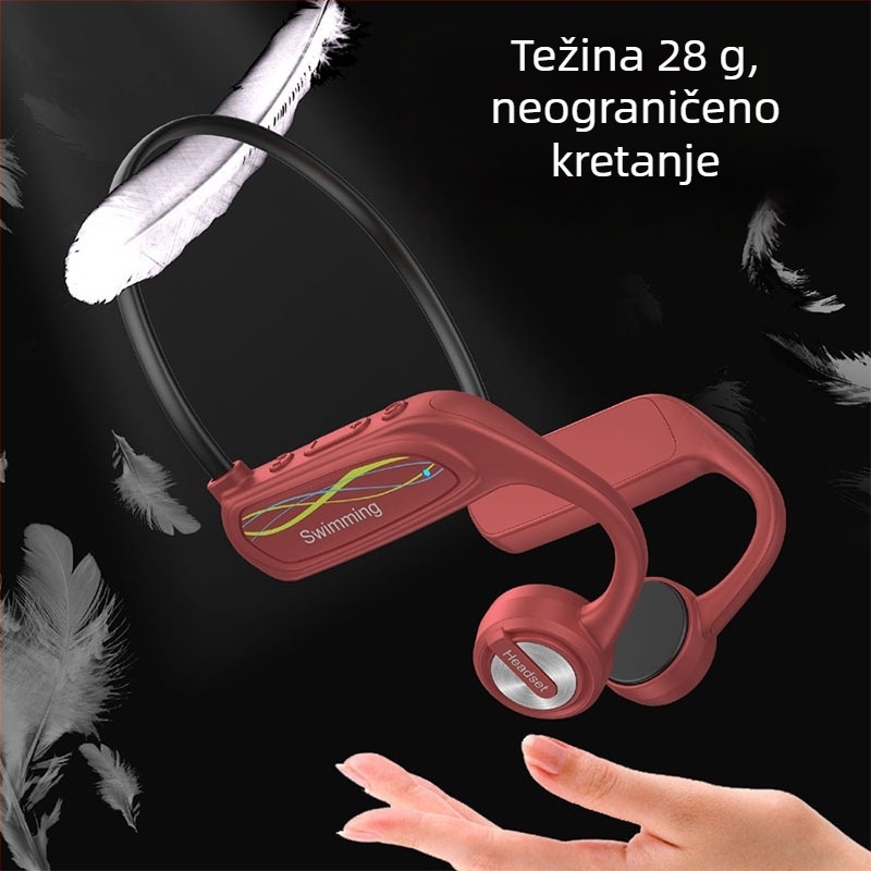 K9 slušalice s kostnom provodljivošću, nosive na glavi, IP68 vodootporne, 16GB memorije, Bluetooth