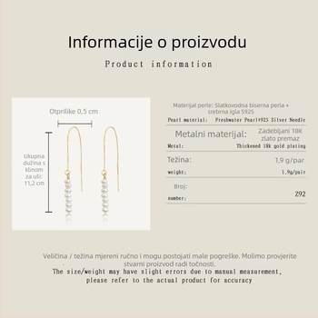 NAUŠNICE OD SLATKOVODNIH BISERA, minimalistički geometrijski stil, ručna izrada, podrijetlo Yiwu
