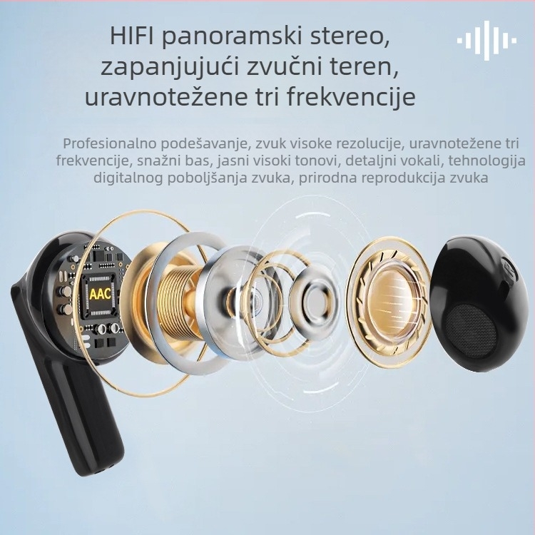 Bežične Bluetooth slušalice s aktivnim otklanjanjem buke, udobne za dulje nošenje, stereo slušalice u uhu s prilagođenim modelom