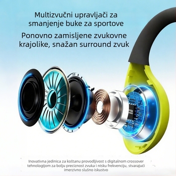 Slušalice za koštanu provodljivost Bluetooth za sport, otvoreni dizajn oko vrata, IP68 vodootporne, Bluetooth 6.0, trajanje baterije preko 8 sati