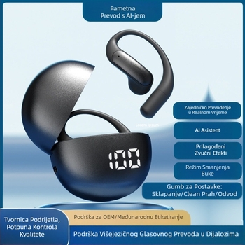 Bežični Bluetooth slušalica za inteligentni prijevod s dizajnom za uho i redukcijom buke (Bluetooth 5.0; domet 10 m; trajanje baterije 4-8 sati)