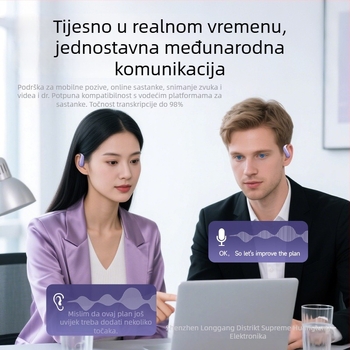 Bežični Bluetooth slušalica za inteligentni prijevod s dizajnom za uho i redukcijom buke (Bluetooth 5.0; domet 10 m; trajanje baterije 4-8 sati)